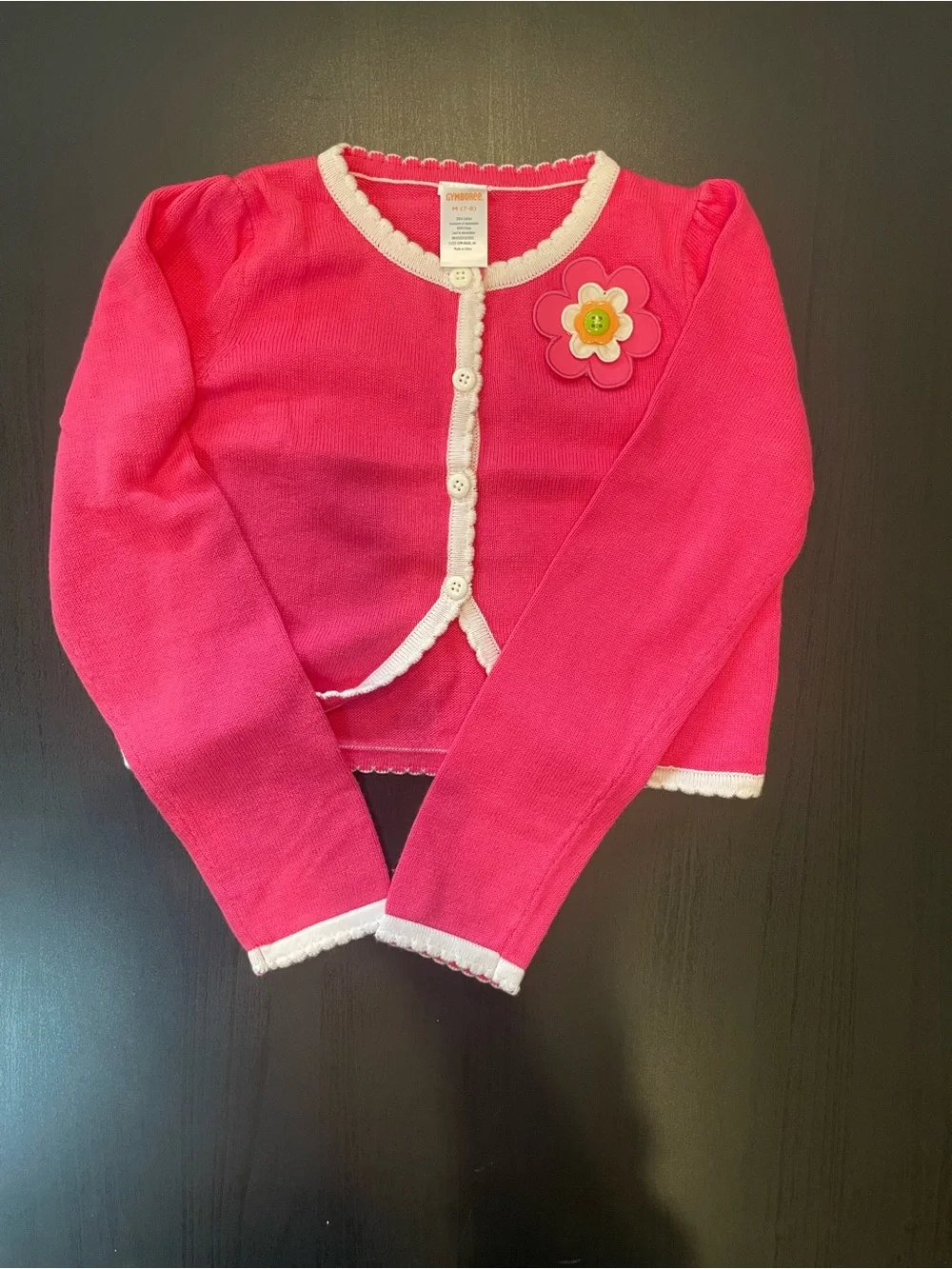 Gymboree Bright Pink Knit Cardigan with Flower Applique